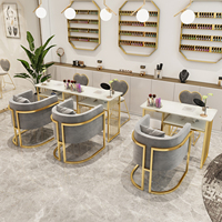 Table à ongles moderne en bois avec chaises, station de manucure pour salon de beauté, mobilier multifonctionnel pour spa des ongles