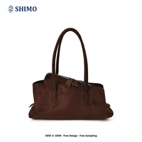 Sac à bandoulière en daim avec logo personnalisé, petit MOQ 50 pièces, sac fourre-tout trapèze rétro en cuir, sac à main vintage sous le bras pour femmes