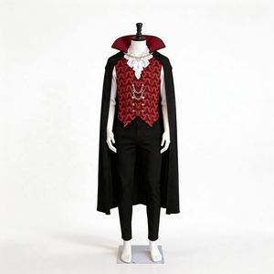 Costume da <span class=keywords><strong>Vampiro</strong></span> Classico per Uomo, Mantello Nero, Gilet Rosso con Colletto Alto, Outfit Gotico da Conte <span class=keywords><strong>Dracula</strong></span>, Abito per Halloween e Carnevale - Product Image 5