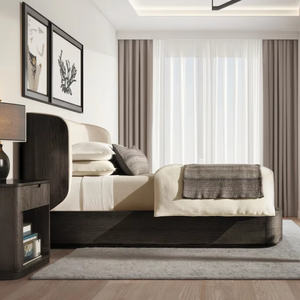 Giường ngủ khung gỗ nguyên khối phong cách hiện đại cổ điển, thiết kế giường hộp bọc nệm bằng gỗ - Product Image 5