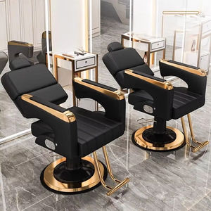 <b>Barber</b> <b>Chair</b> Luxury Black Gold Hydraulic Reclining Salon <b>Chair</b> for <b>Barber</b> Shop - Product Image 1