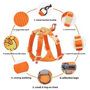 Primavera y verano nuevo de moda pequeño perro gato mascota cuerda de tracción cómodo transpirable lindo impreso Nylon conjunto de arnés de pecho - Product Image 2