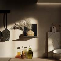 Étagère murale en métal Runa, noir mat, acier thermolaqué, moderne, à fixer au mur, salon, chambre à coucher, pour petits livres, objets décoratifs