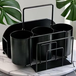 Soporte Metálico para Utensilios <span class=keywords><strong>de</strong></span> Cocina, Organizador <span class=keywords><strong>de</strong></span> Cubiertos para Encimera, Porta Platos <span class=keywords><strong>de</strong></span> Papel y Servilletas, Estante <span class=keywords><strong>de</strong></span> Almacenamiento para Fiestas al Aire Libre, Campamentos y Picnics - Product Image 2