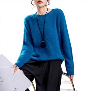 Nouveau Pull Femme Coréen Hiver 2026 Personnalisé 5% Cachemire 95% Laine Col Rond/Col V Sans Couture Brossé Couleur Unie Manches Longues - Product Image 2