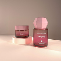 Lot de pots de lotion cosmétique dégradés multicolores-Options diamantées et bouchons ronds, emballage de bouteilles de crème en verre de qualité supérieure