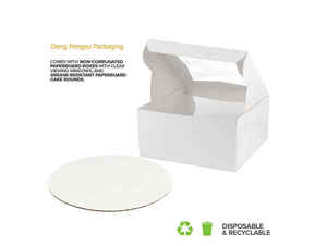 Atacado Pink White Foil Especificações <span class=keywords><strong>Cardboard</strong></span> Cup Cake Box UV Transparente Paper Cake Box Padaria Cookies Embalagem Artesanato - Product Image 4