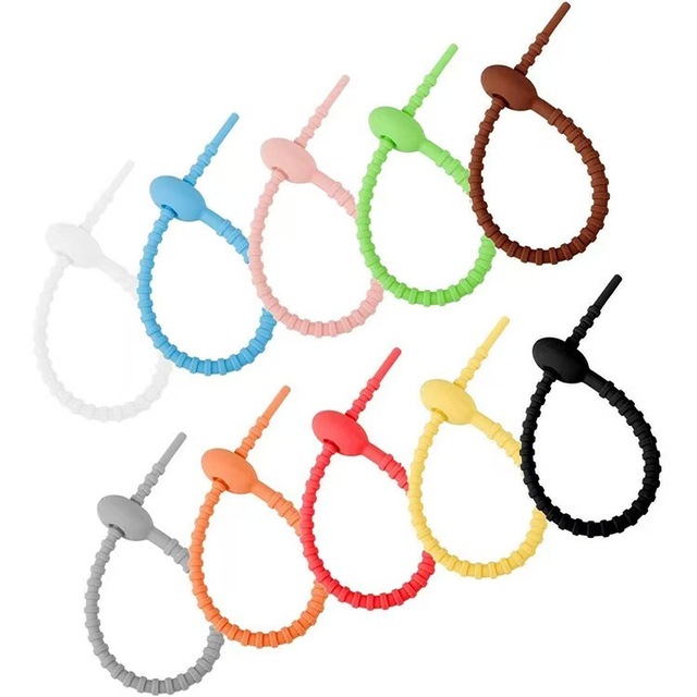 Hot Sale Silicon Band Silicone Tadpole Tie Flexible Cable Ties Self Locking Cable Tie Multi Purpose Silicone Zip Ties