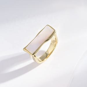 แหวนเงินแท้ 925 รูปทรงเรขาคณิต สไตล์ฮิปฮอป ประดับพลอยเม็ดใหญ่ ชุบทอง 14k แบบเปิด ราคาโรงงาน - Product Image 1