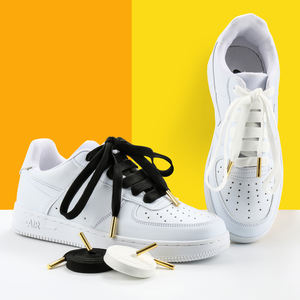 Ujung Tali Sepatu Logam Berkualitas Tinggi Tahan Lama Hitam & Putih Tali Sepatu Datar Poliester untuk Sneakers - Product Image 6