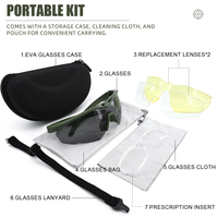 Lunettes de sécurité certifiées ANSI TR90 Z87, UV400, anti-rayures, tactiques, avec 3 verres interchangeables, possibilité d'insertion de prescription
