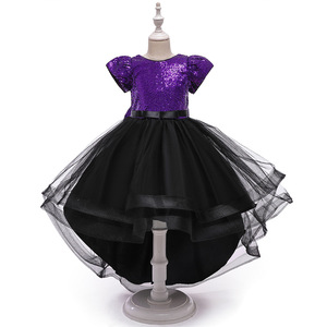 Robe de princesse pour enfants, robe de bal en Tulle à paillettes, col rond, couleurs rose, violet, vert, marron, champagne, pour filles à fleurs - Product Image 2