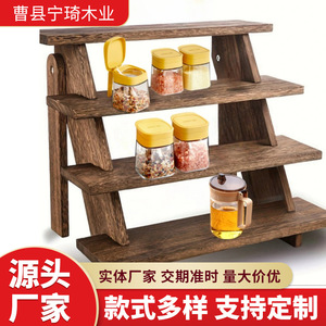 Wooden multi-tiered shelving <b>unit</b>, paulownia wood <b>display</b> rack, desktop storage, wooden tiered flower rack, organization rack - Product Image 2