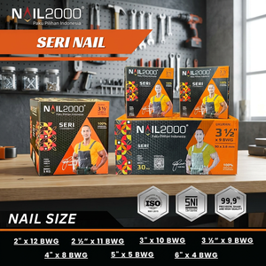 Clavos Comunes NAIL2000 SERI de 3 1/2" x 9 BWG, Acero Galvanizado, Grado Industrial, Cabeza Redonda, Punta Afilada - Product Image 2