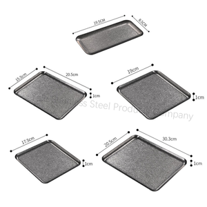 <span class=keywords><strong>Plateau</strong></span> <span class=keywords><strong>de</strong></span> service rectangulaire rustique en acier inoxydable 304, <span class=keywords><strong>plateau</strong></span> métallique durable pour aliments, steak, repas quotidiens, assiettes <span class=keywords><strong>de</strong></span> cuisine - Product Image 5