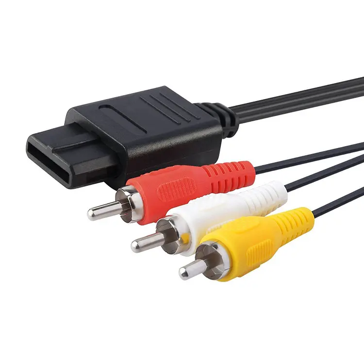 Prix de gros Haute Qualité 1.8m 6FT AV TV vidéo RCA câble 3RCA AV câble jack pour cube de jeu SNES Nin-tendo N64