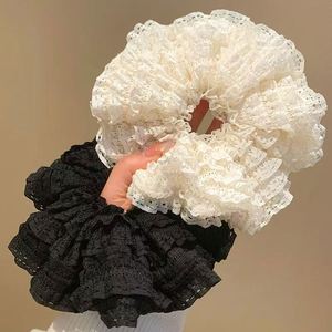 Coletero de Encaje Elástico Multicapa de Color Puro, Estilo Coreano, Elegante y Dulce, para Mujer, Accesorios para el Cabello para Niñas - Product Image 1