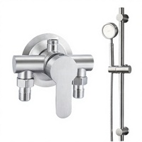 Robinet de douche apparent en acier inoxydable 304 brossé avec cartouche céramique, mitigeur chaud/froid à barre coulissante, interrupteur de chauffe-eau pour salle de bain