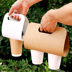 <b>Disposable</b> Kraft Paper Coffee <b>Cup</b> Carrier Single Double <b>Cup</b> Holder Takeaway Coffee <b>Cup</b> Tray Foldable Handheld Drink <b>Cup</b> Carrier - Product Image 6