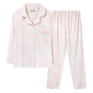 Pyjamas pour femmes de style français, chemises de nuit douces, printemps automne, col rabattu, manches longues, anti-âge, vêtements amples pour la maison - Product Image 5