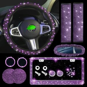 Couvre-volant de plaque d'immatriculation de jauge américaine Décoration intérieure de voiture Rhinestone Creative Diamond Ladies Hot Drilling Accoudoir Pad - Product Image 2