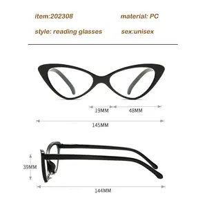 Óculos de leitura femininos transparentes e leves, óculos promocionais para hipermetropia, moda cat eye, 2024