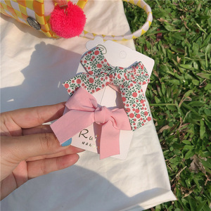 Conjunto de <span class=keywords><strong>2</strong></span> uds. De horquillas con lazo Floral para niños, tocado para niños, flequillo lateral impreso, Clip, accesorios para el cabello de moda - Product Image 5