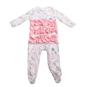 Penjualan Laris Jumpsuit Tidur Bayi Perempuan Romper Ritsleting Ruffle Baju Monyet Bayi Baju Tidur Anak-anak