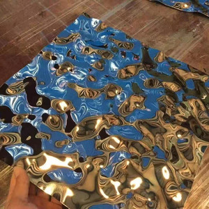 Lamiera Decorativa in Acciaio <span class=keywords><strong>Inox</strong></span> 304 Effetto Ondulato, Piastra in Acciaio <span class=keywords><strong>Inox</strong></span> ASTM Effetto Ondulato Colore Oro, Consegna Entro 7 Giorni - Product Image 3