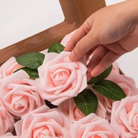 25 roses artificielles en mousse PE avec tige, fleurs simulées en boîte cadeau pour la décoration de mariage, cadeau de la Saint-Valentin