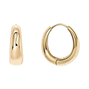 Women's Trendy <strong>14K</strong> <strong>Gold</strong> Plated Hoop <strong>Earrings</strong> Small Chunky Post Design Thick Lightweight <strong>Gold</strong> Hoops - Product Image 1