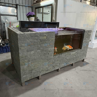 Aquarium mobile en acier inoxydable pour poissons, aquarium hors sol avec système de filtration, aménagement paysager et décoration de terrasse.