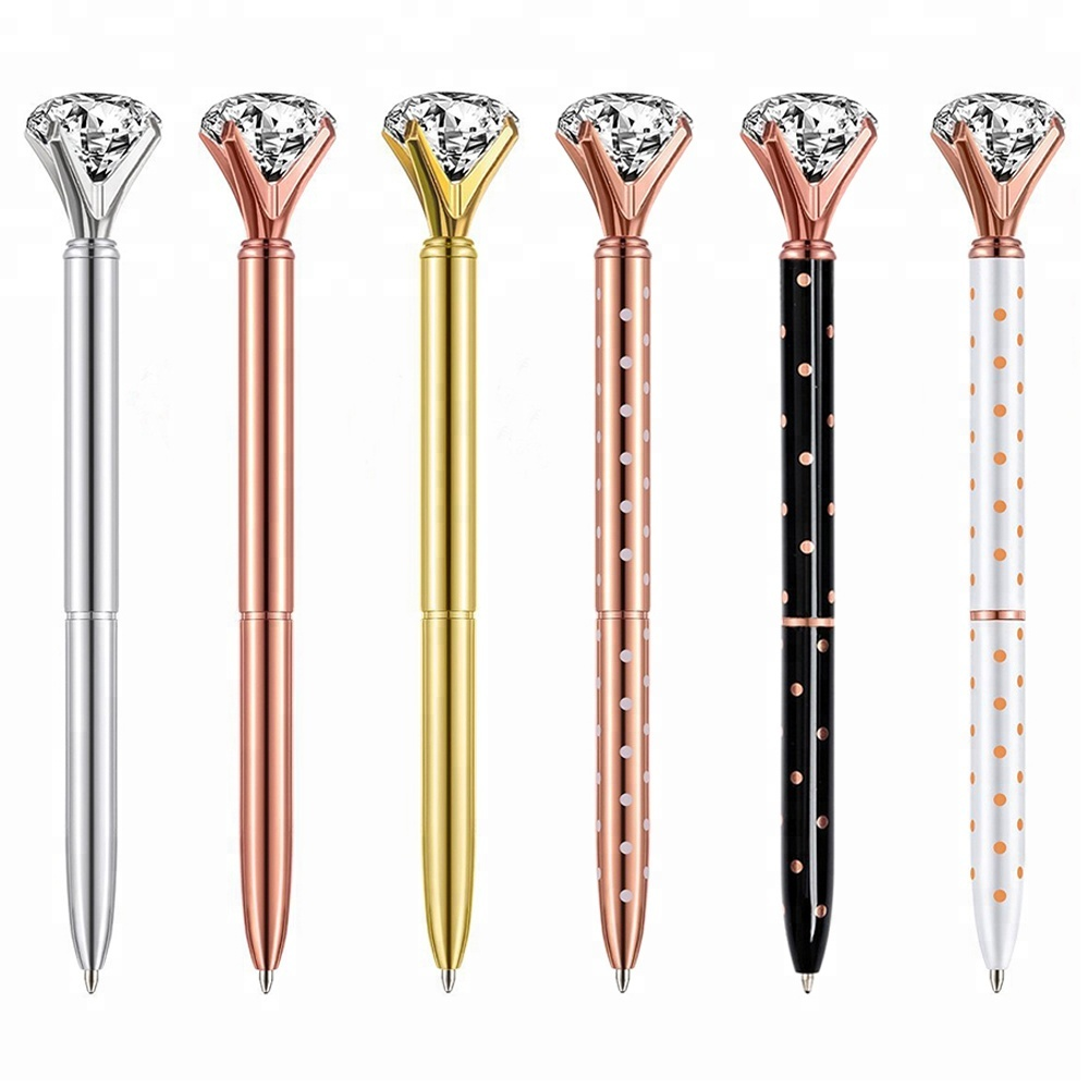 Promotional pens with custom logo metal crystal top crystal pen diamond for wedding Gift metal ballpoint pen