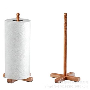 Wooden <b>Paper</b> Towel Holder 13.07 Inch Height Non Slip Base <b>Kitchen</b> Storage Rack For <b>Paper</b> Towel Cling Film Roll Stand - Product Image 2