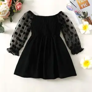 Wholesale Baby Girl Clothes Long Sleeve Baby Girls Party Dress Black Baby Dress