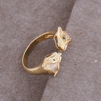 Bijoux plaqués or 18 carats styles multiples tête de léopard micro incrustation zircon bague ouverte pour femmes