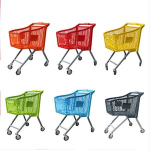 Chariot de courses pour enfants en plastique avec plateforme en maille, chariot à quatre roues durable et drapeau - Product Image 3