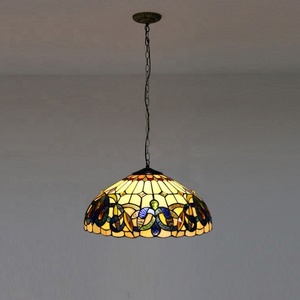 Lámpara Colgante Tiffany LongHuiJing de 2 Luces y 16 Pulgadas de Ancho con Vidrio de Colores - Product Image 5