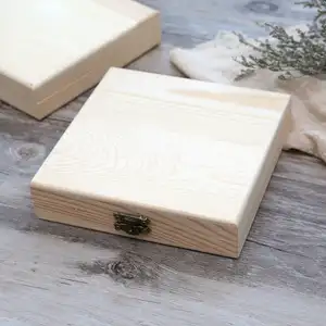 Необработанная деревянная коробка JUNJI, деревянная коробка для хранения для компакт-дисков, свадебный подарок, пустая деревянная коробка