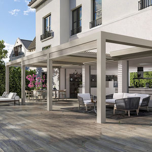 Pérgola Retráctil Motorizada de Aluminio Impermeable, <span class=keywords><strong>Toldo</strong></span> Retráctil para Balcón o Patio Trasero, Gazebo <span class=keywords><strong>4x4</strong></span> con Protección contra la Nieve - Product Image 1