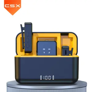 SX9 mikrofon profesional, mikrofon ponsel nirkabel jarak jauh luar ruangan dengan jack 3.5mm untuk kamera