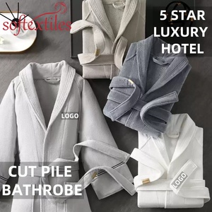 Peignoir en coton pour hôtel et spa, peignoir unisexe en velours coupé, peignoir de luxe personnalisé pour hommes et femmes - Product Image 2