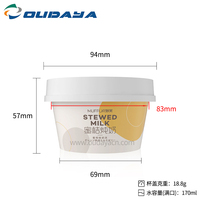 Envase Tipo Tina de Plástico PP Inyectado Desechable de 170ml 100g para Gelato y Yogur con Tapa y Cuchara