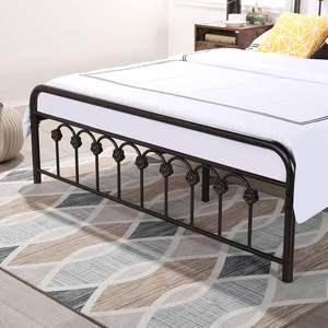 Классический металлический каркас кровати на платформе с железным изголовьем в викторианском стиле и подножкой без пружины, размер королевы - Product Image 5