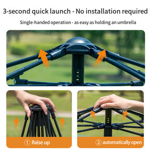 Tente de camping familiale automatique pour 3-4 personnes avec revêtement argenté UPF50+, tente légère et portable pour la randonnée et les pique-niques - Product Image 3