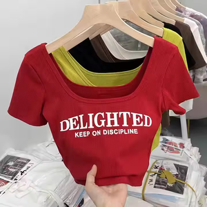 Alta qualità traspirante puro cotone t-shirt Sexy scollato <span class=keywords><strong>Top</strong></span> per le signore estate stampa digitale all'ingrosso disponibile - Product Image 6