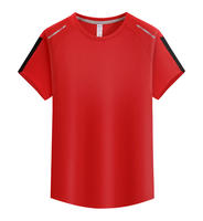 T-shirts d'entraînement respirants à col rond de couleur unie en gros, personnalisables, séchage rapide, 180g, tricotés, vierges, 100% polyester