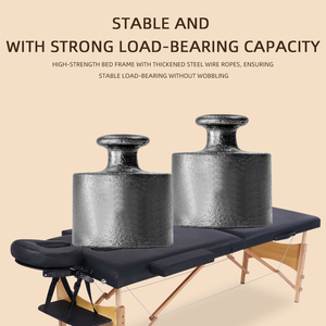 Adjustable Height Massage <b>Table</b> Wood Frame 2 Section <b>Folding</b> Therapy Bed for Spa Clinic Tattoo Salon - Product Image 3