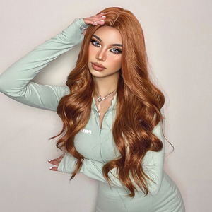 Peluca ondulada larga Ombre rubia naranja, pelo sintético de fibra de alta temperatura, pelo falso Natural resistente al calor, Cosplay de fiesta para mujer - Product Image 4