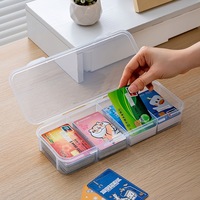 Boîte de rangement de cartes à 4 compartiments, couvercle rabattable en plastique transparent pour cartes de jeu, organisation de jouets